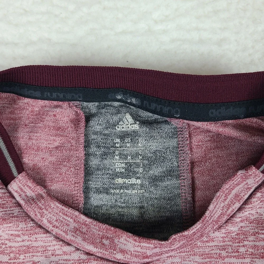 Adidas Running Shirt Mens Medium Red‎ Heathered Crewneck Performance T-Shirt